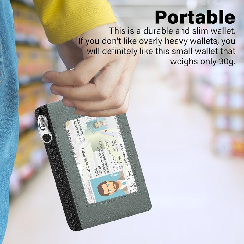 ZHOMA Minimalist RFID Wallet with Lanyard, Multi-Functional ID Case with 2 Zipper Pockets and Key Chain for Men and Women, Tactical Badge Pouch Cards Holder, Coin Purse for Travel Sports - Green&Blue - Image 4